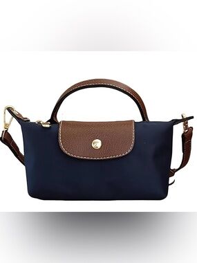 MINI CANVAS CROSSBODY BAG in Navy Blue. 
Dupe of the Longchamp Pilage
Brand New